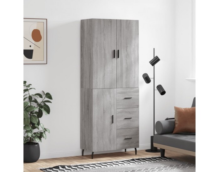Sonata H Висок шкаф, сив сонома, 69,5x34x180 см, инженерно дърво