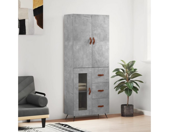 Sonata H Висок шкаф, бетонно сив, 69,5x34x180 см, инженерно дърво