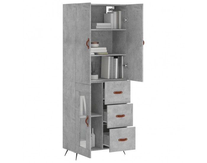 Sonata H Висок шкаф, бетонно сив, 69,5x34x180 см, инженерно дърво