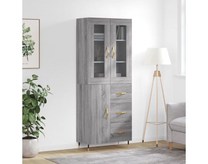 Sonata H Висок шкаф, сив сонома, 69,5x34x180 см, инженерно дърво