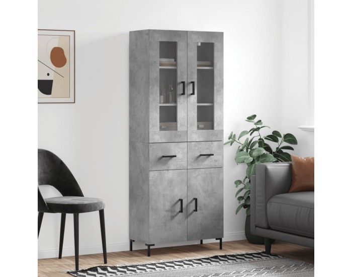 Sonata Dulap înalt, gri beton, 69,5x34x180, lemn compozit