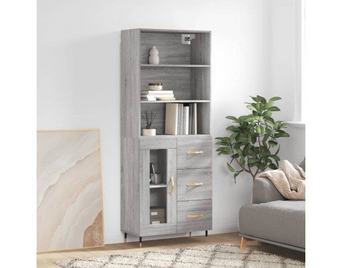 Sonata Dulap înalt, gri sonoma, 69,5x34x180 cm, lemn compozit