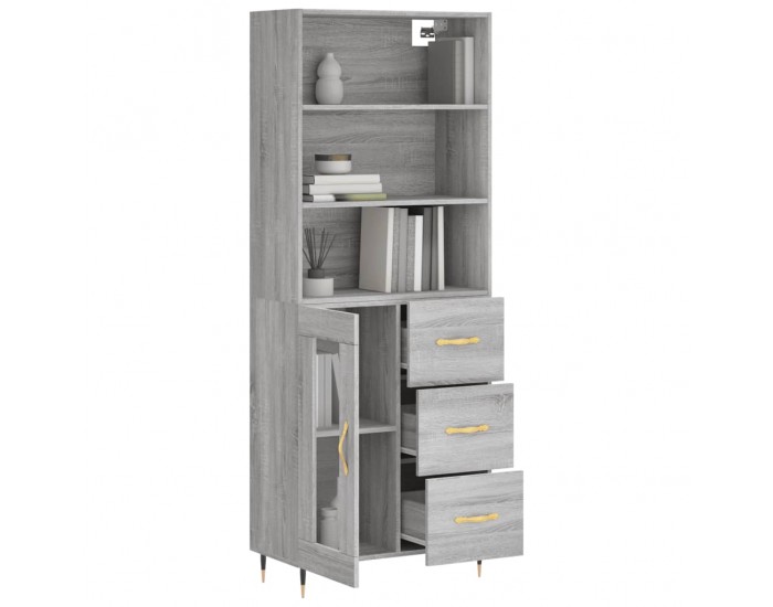 Sonata Dulap înalt, gri sonoma, 69,5x34x180 cm, lemn compozit