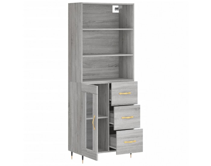 Sonata Dulap înalt, gri sonoma, 69,5x34x180 cm, lemn compozit