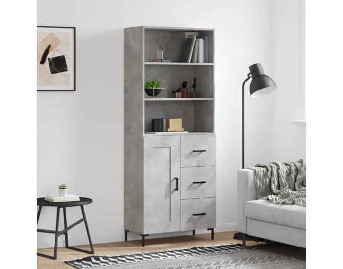 Sonata H Висок шкаф, бетонно сив, 69,5x34x180 см, инженерно дърво