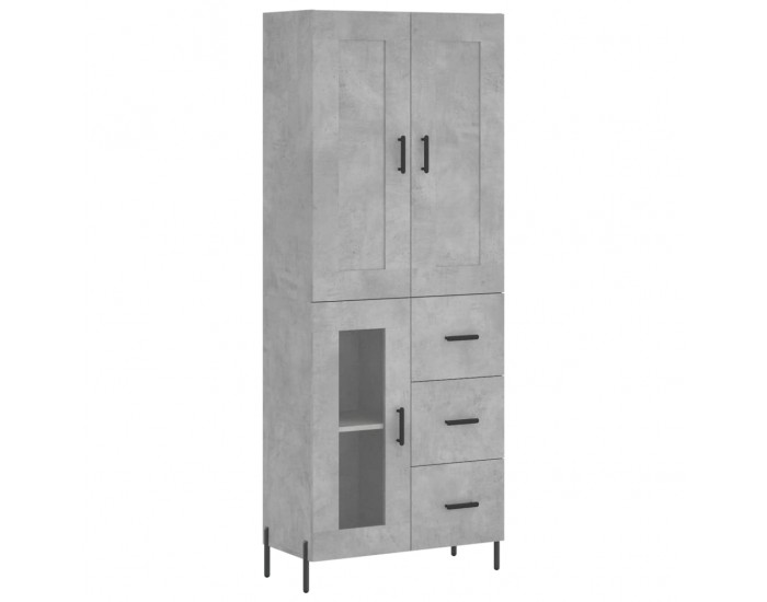 Sonata H Висок шкаф, бетонно сив, 69,5x34x180 см, инженерно дърво
