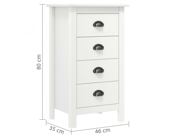 Sonata H Сайдборд Hill бял 46x35x80 см борово дърво масив