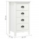 Sonata H Сайдборд Hill бял 46x35x80 см борово дърво масив