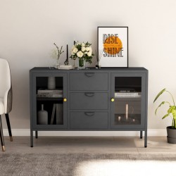 Sonata H Бюфет, антрацит, 105x35x70 см, стомана и закалено стъкло - Living