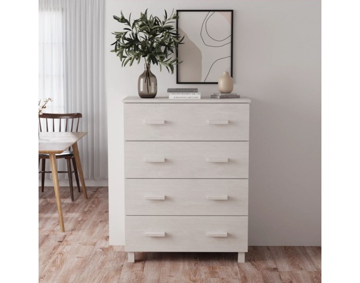 Sonata H Сайдборд HAMAR бял 79x40x103,5 см борово дърво масив