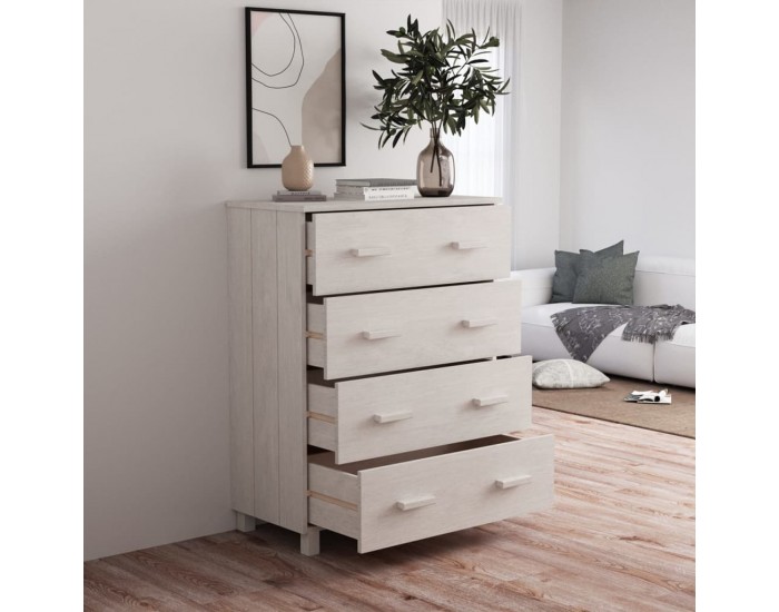 Sonata H Сайдборд HAMAR бял 79x40x103,5 см борово дърво масив