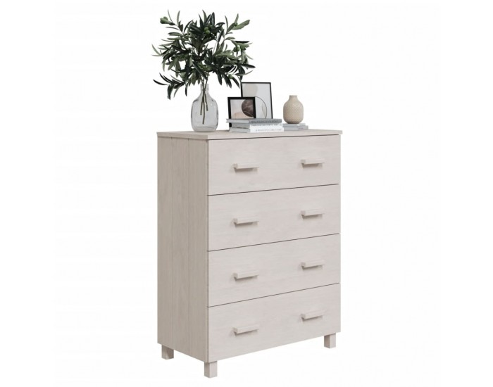 Sonata H Сайдборд HAMAR бял 79x40x103,5 см борово дърво масив