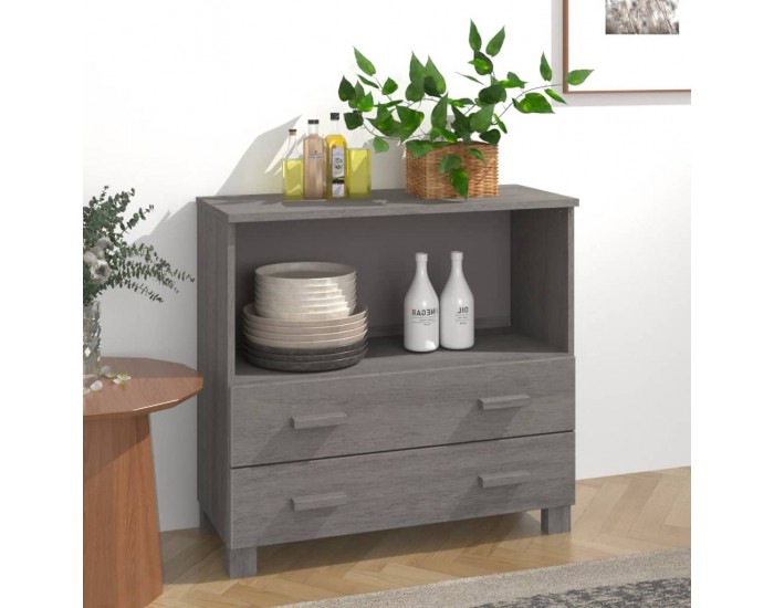 Sonata H Сайдборд HAMAR, светлосив, 85x35x80 см, борово дърво масив