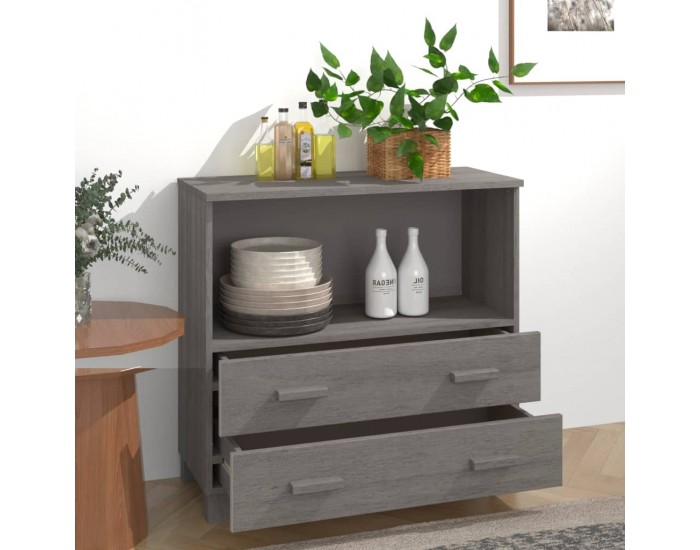Sonata H Сайдборд HAMAR, светлосив, 85x35x80 см, борово дърво масив