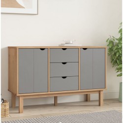 Sonata H Сайдборд OTTA, кафяво и сиво, 113,5x43x73 см, бор масив - Corpuri, vitrine, biblioteci modulare