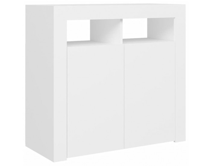 Sonata H Сайдборд с LED светлини, бял, 80x35x75 см