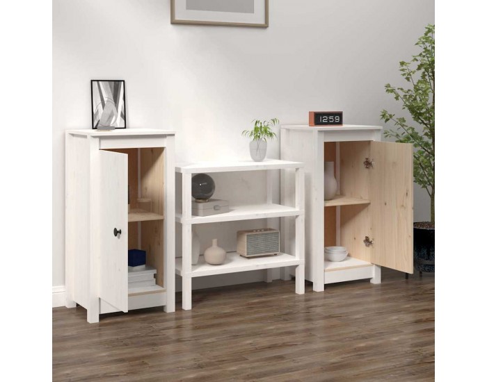 Sonata H Сайдборди, 2 бр, бели, 39x35x80 см, бор масив
