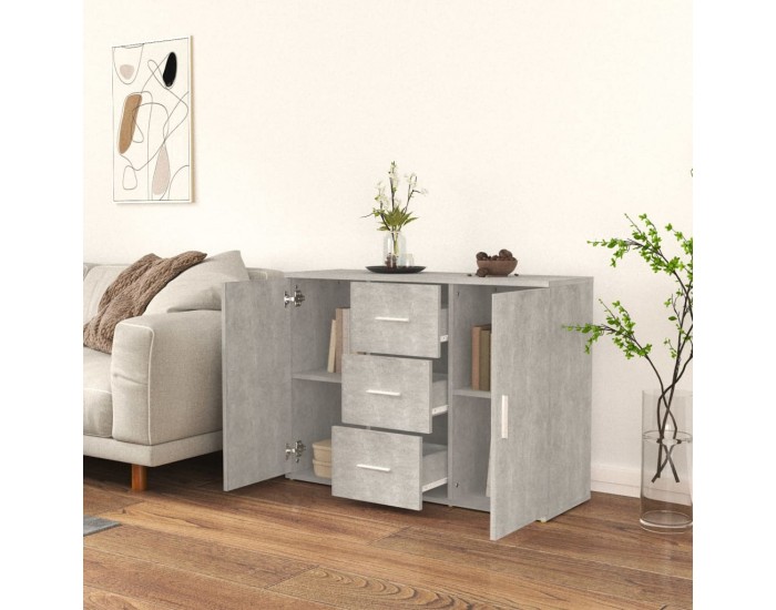 Sonata H Сайдборд, бетонно сив, 91x29,5x65 см, инженерно дърво