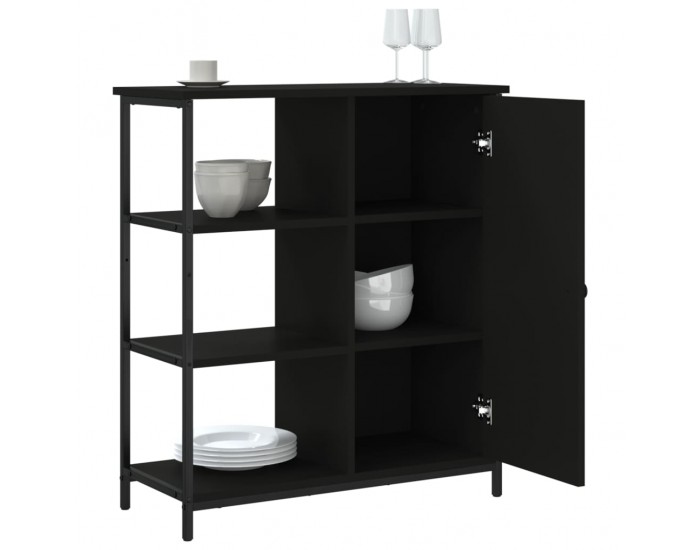 Sonata H Сайдборд, черен, 70x30x80 см, инженерно дърво
