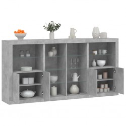 Sonata H Сайдборд с LED светлини, бетонно сив, 202x37x100 см - Corpuri, vitrine, biblioteci modulare