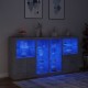 Sonata H Сайдборд с LED светлини, бетонно сив, 202x37x100 см
