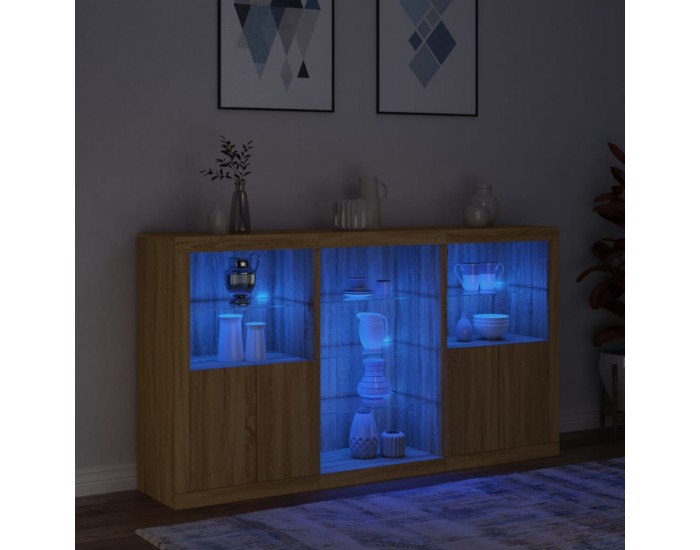 Sonata H Сайдборд с LED светлини, сонома дъб, 181,5x37x100 см