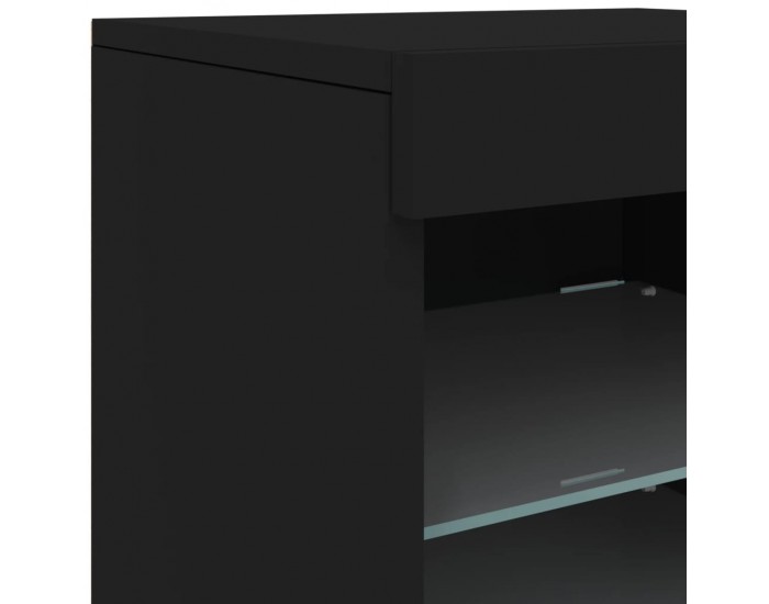 Sonata H Сайдборд с LED светлини, черен, 123x37x67 см