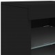 Sonata H Сайдборд с LED светлини, черен, 123x37x67 см