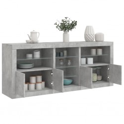 Sonata H Сайдборд с LED светлини, бетонно сив, 181,5x37x67 см - Corpuri, vitrine, biblioteci modulare