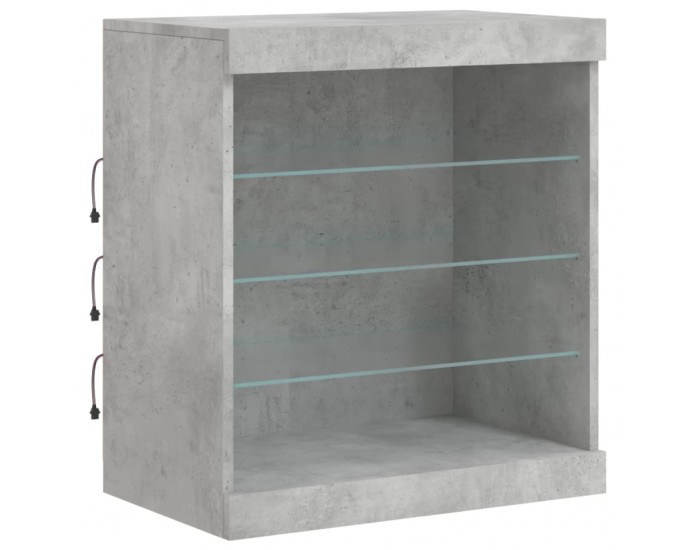 Sonata H Сайдборд с LED светлини, бетонно сив, 181,5x37x67 см