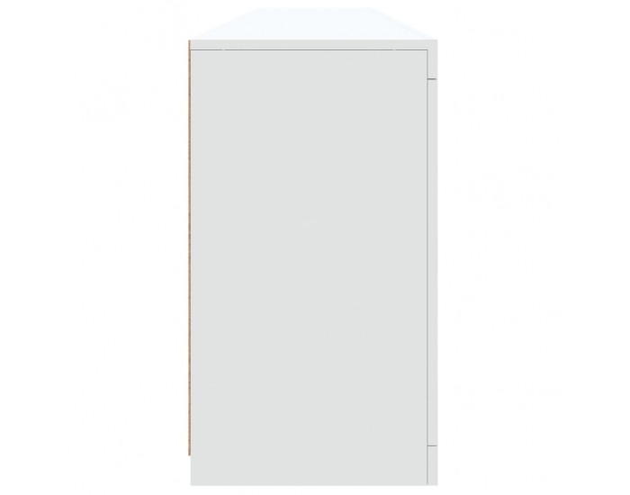 Sonata H Сайдборд с LED светлини, бял, 202x37x67 см