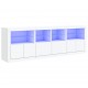 Sonata H Сайдборд с LED светлини, бял, 202x37x67 см