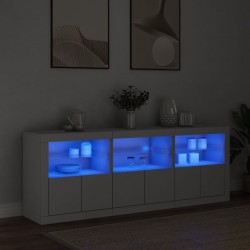Sonata H Сайдборд с LED светлини, бял, 181,5x37x67 см - Corpuri, vitrine, biblioteci modulare