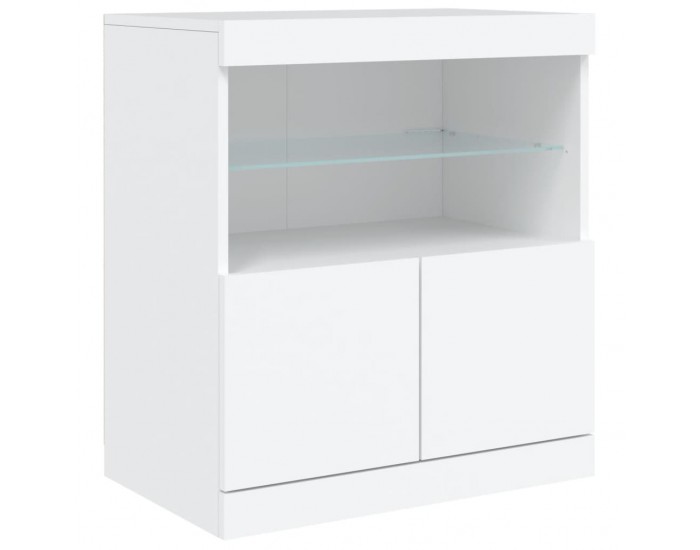 Sonata H Сайдборд с LED светлини, бял, 181,5x37x67 см