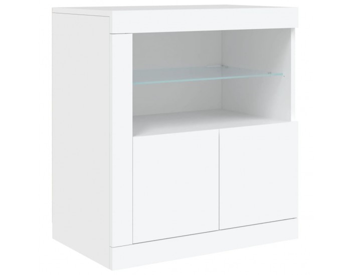 Sonata H Сайдборд с LED светлини, бял, 181,5x37x67 см