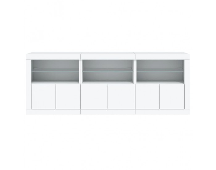 Sonata H Сайдборд с LED светлини, бял, 181,5x37x67 см