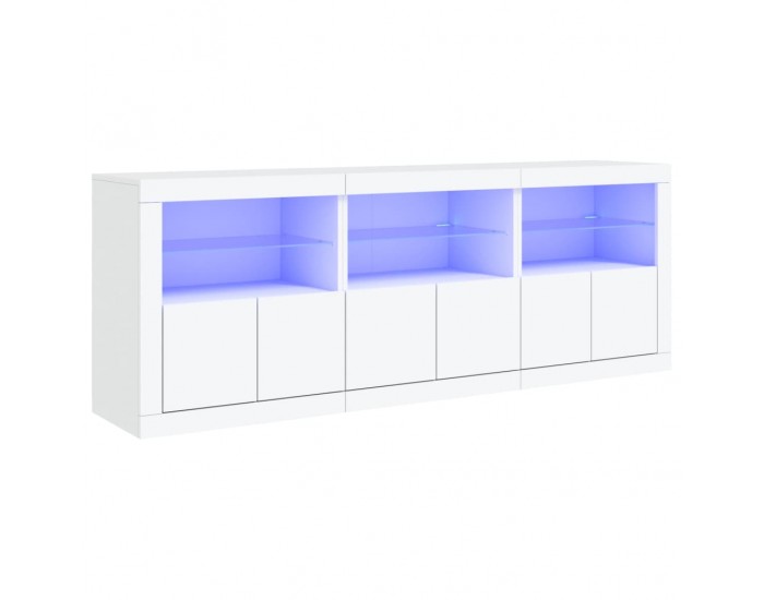 Sonata H Сайдборд с LED светлини, бял, 181,5x37x67 см