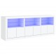 Sonata H Сайдборд с LED светлини, бял, 181,5x37x67 см
