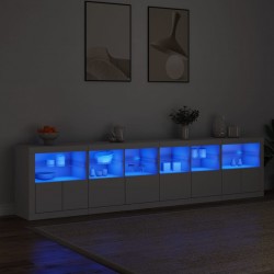 Sonata H Сайдборд с LED светлини, бял, 283x37x67 см - Corpuri, vitrine, biblioteci modulare