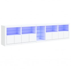 Sonata H Сайдборд с LED светлини, бял, 283x37x67 см - Corpuri, vitrine, biblioteci modulare