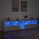 Sonata H Сайдборд с LED светлини, бял, 283x37x67 см