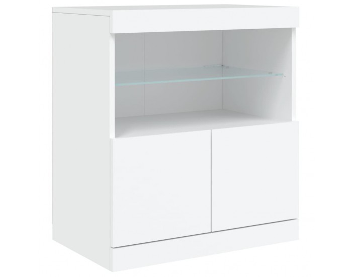 Sonata H Сайдборд с LED светлини, бял, 283x37x67 см
