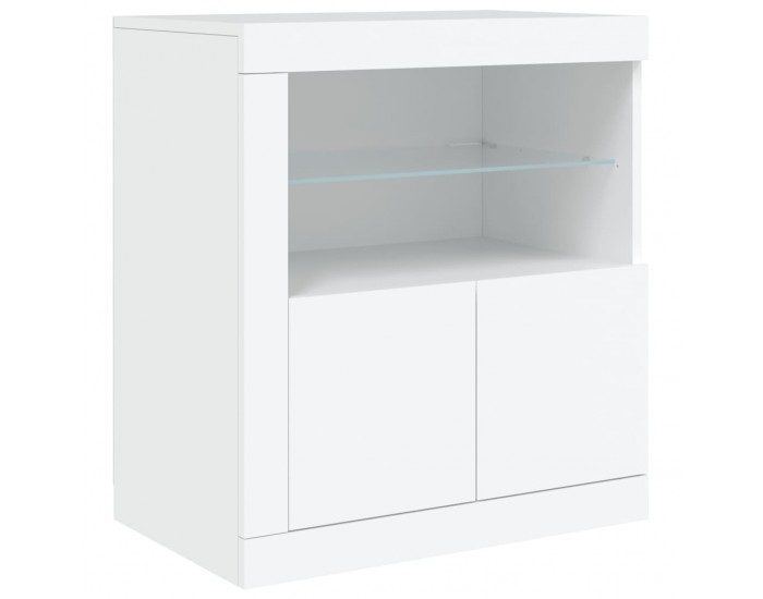 Sonata H Сайдборд с LED светлини, бял, 60,5x37x67 см