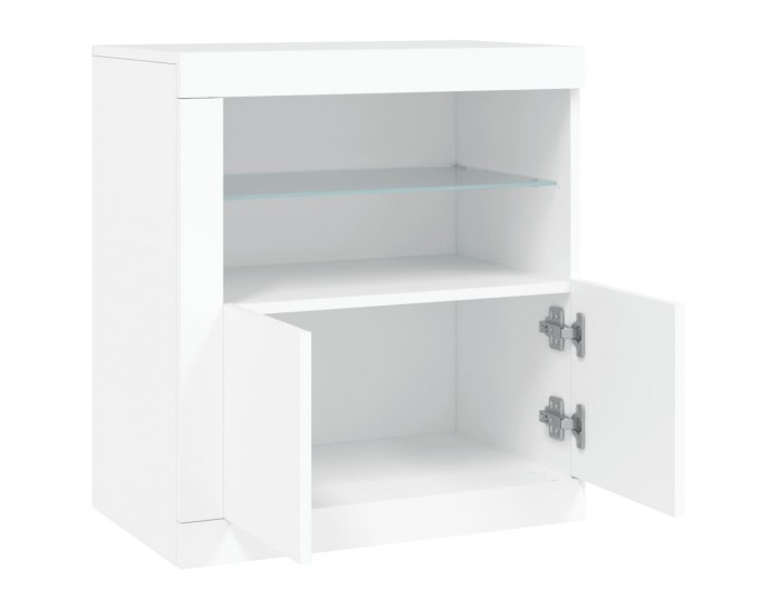 Sonata H Сайдборд с LED светлини, бял, 60,5x37x67 см