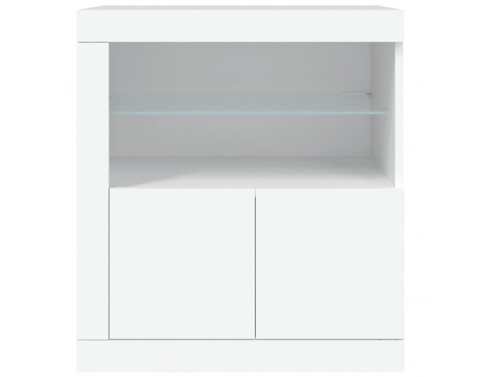 Sonata H Сайдборд с LED светлини, бял, 60,5x37x67 см