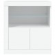 Sonata H Сайдборд с LED светлини, бял, 60,5x37x67 см