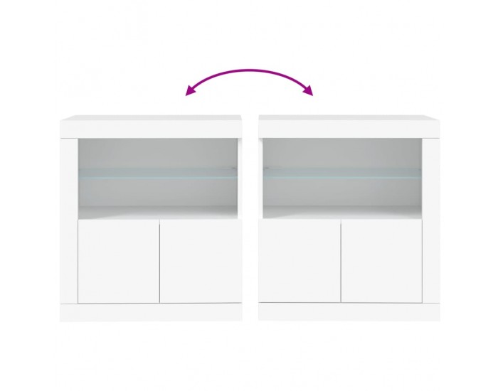 Sonata H Сайдборд с LED светлини, бял, 60,5x37x67 см