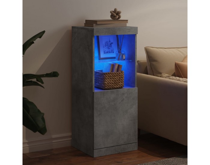 Sonata H Сайдборд с LED светлини, бетонно сив, 41x37x100 см