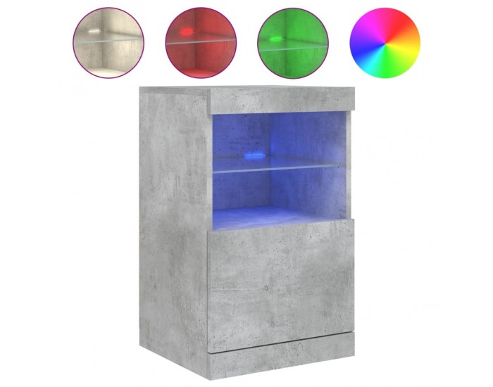 Sonata H Сайдборд с LED светлини, бетонно сив, 41x37x67 см