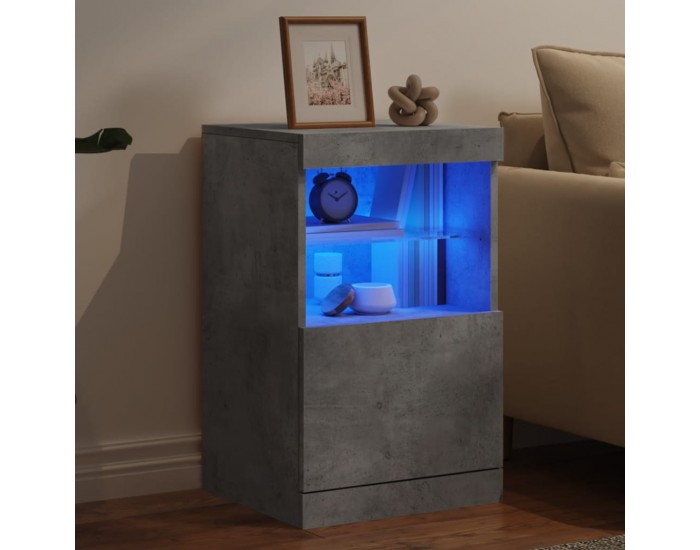 Sonata H Сайдборд с LED светлини, бетонно сив, 41x37x67 см